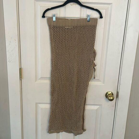 Beach Riot Women's Deborah Sheer Open Stitch Cover-Up Skirt Tan Size medium - Picture 4 of 5